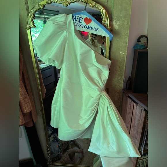 Sachin and Babi Dova Puff Sleeved Side Bow Bridal Dress - Picture 4 of 7